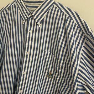 Vintage Wrangler Riata Shirt Men Xl Blue‎ And White Striped Button Up 80s 90s